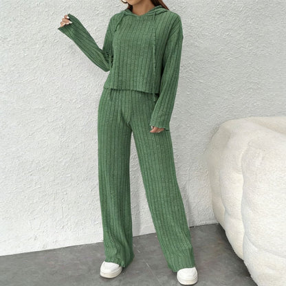 😍【Top + Hlače】Elegantni ženski pleteni dvodijelni set: Top + Hlače širokih nogavica