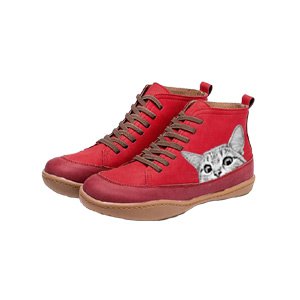 💖【35-43】Nowe, modne, jesienne i zimowe botki damskie z nadrukiem uroczego kota