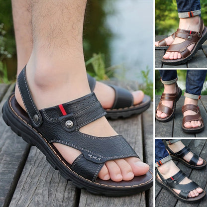 🌴👞【50% de descuento 🔥】Sandalias de verano para hombre de cuero genuino con doble uso