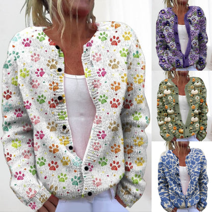 💥【M-4XL】Modny i ciepły damski kardigan dzianinowy z nadrukiem na jesień i zimę