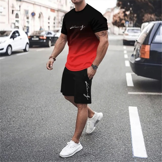 ✨【Pago contra entrega】Este nuevo chándal para hombre consta de una camiseta de manga corta y pantalones cortos. Es sencillo, elegante, cómodo y transpirable.