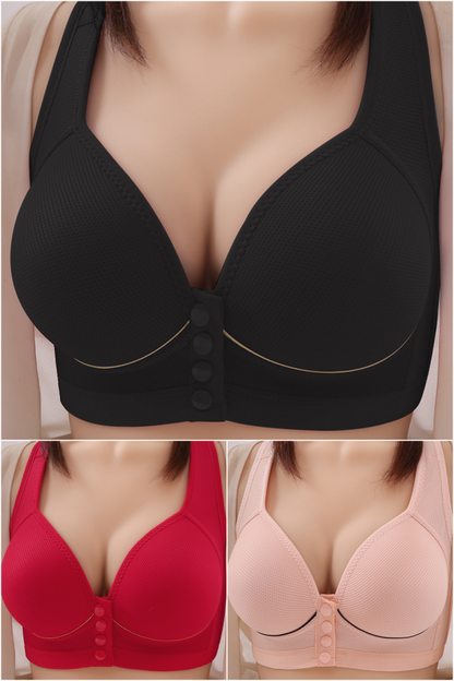 🔥👙【40-120 kg】【Conjunto de 3 piezas】✨ Sujetador sin aros con cierre frontal y alta sujeción para mujer, tallas grandes