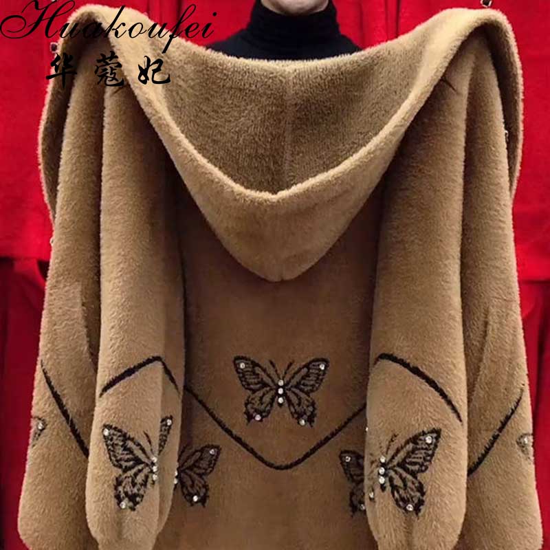 ❄【M-4XL】2025 nowe damskie zimowe bluzy z kapturem, Modny i szlachetny haft z aksamitnych norek, grubszy i cieplejszy