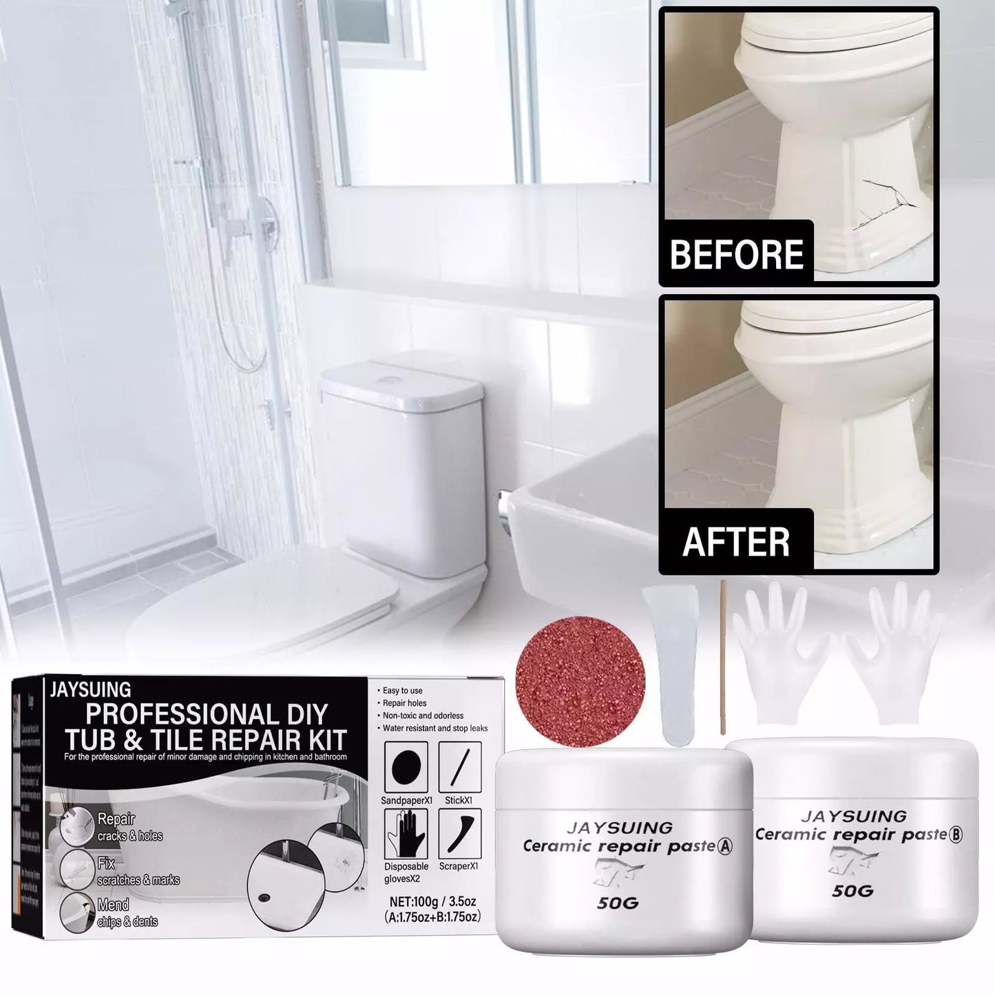 🔥【2 piezas】Precio más bajo por tiempo limitado🔥Kit de reparación de azulejos/paredes