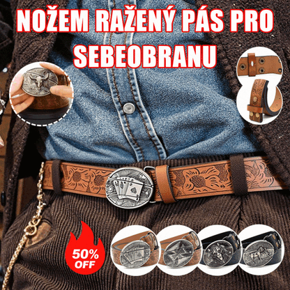 🆒🎁【Kupte 1 a získejte 1 zdarma】👍Pánský embosovaný pásek se zabudovaným nožem