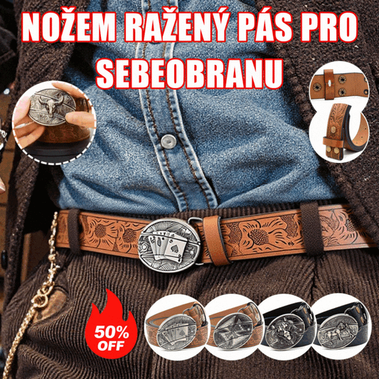 🆒🎁【Kupte 1 a získejte 1 zdarma】👍Pánský embosovaný pásek se zabudovaným nožem