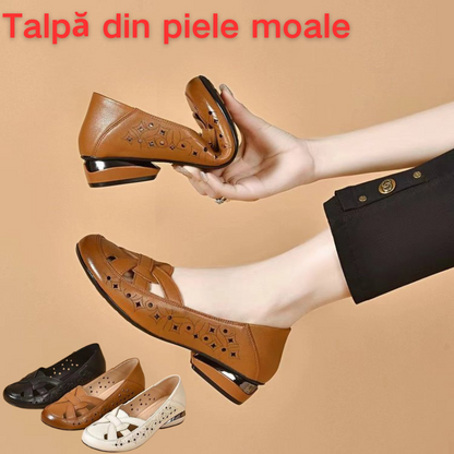 🔥💞【35-40】Nove ženske sandale iz 2026., okrugli vrh, prava koža, niska peta - Plaćanje pouzećem✅