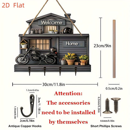🏠Cârlig de chei cu pandantiv pentru verandă, decor din lemn, frumos cârlig de decor din lemn pentru casă