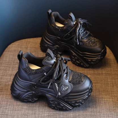 【35-40】Pantofi sport cu talpă groasă, la modă, toamna 2025 - creștere înălțime 10 cm