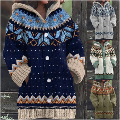 🔥🔥【S~5XL】✨2025 Jesień/Zima Nowa Elegancka Kolorowa Kurtka z Kapturem Retro