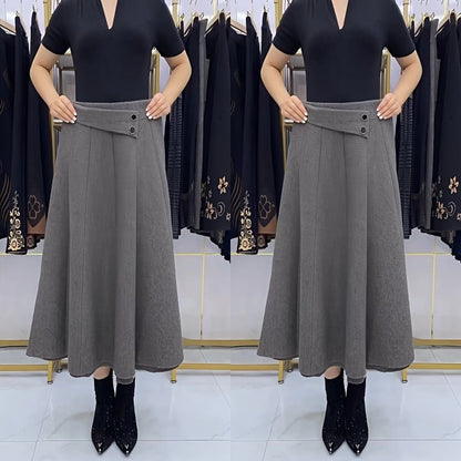 👗🎀【S-4XL】Jesensko/zimska vunena midi suknja