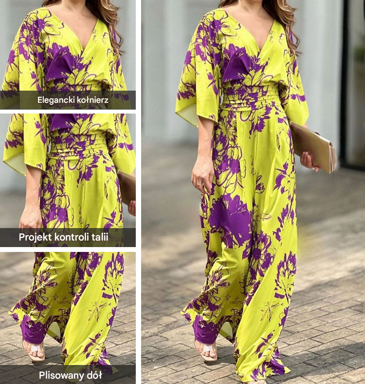 🔥【S-3XL】🥰2025 Nowa moda druk wysoka talia szeroka jumpsuit