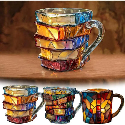 ☕【Časově omezená sleva】📚3D malovaný šálek na kávu ve tvaru knihy -
