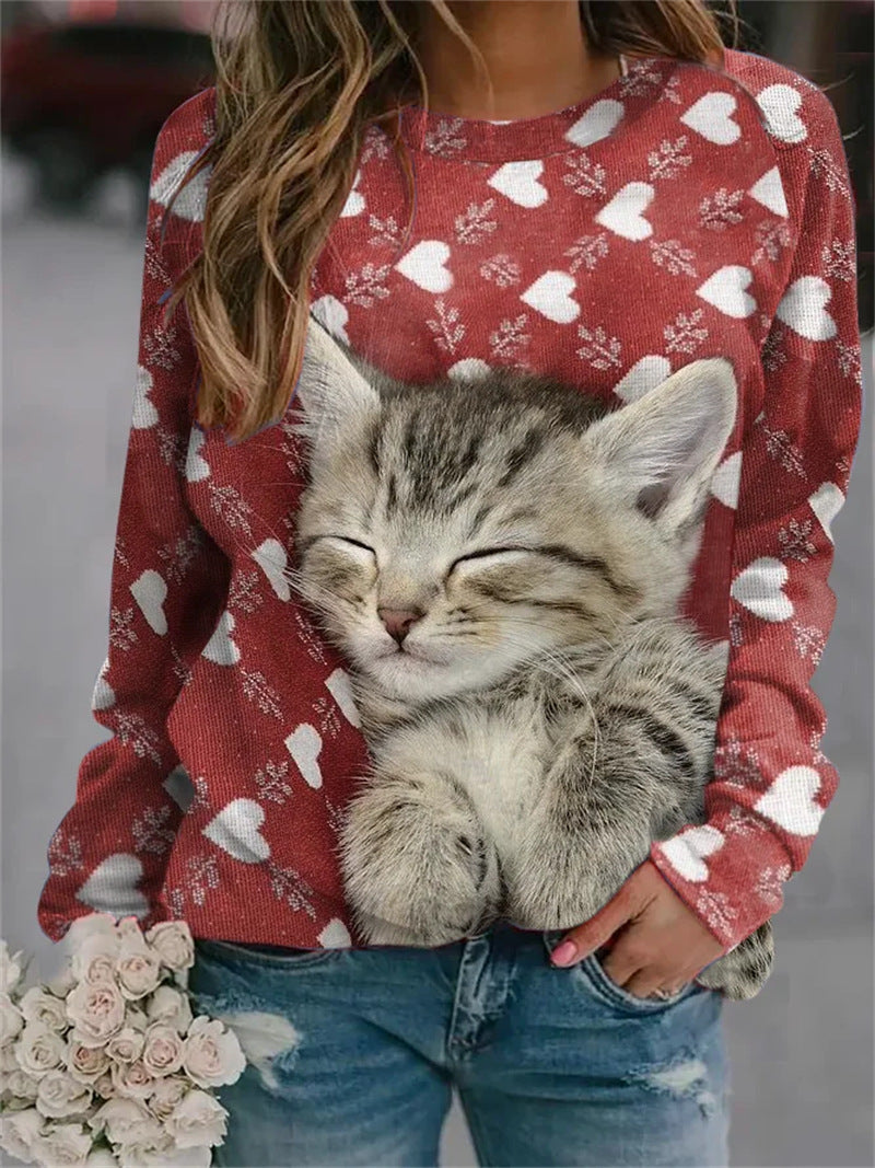 【S-5XL】🔥2025 Dámská mikina s dlouhými rukávy a kulatým výstřihem s potiskem zvířat