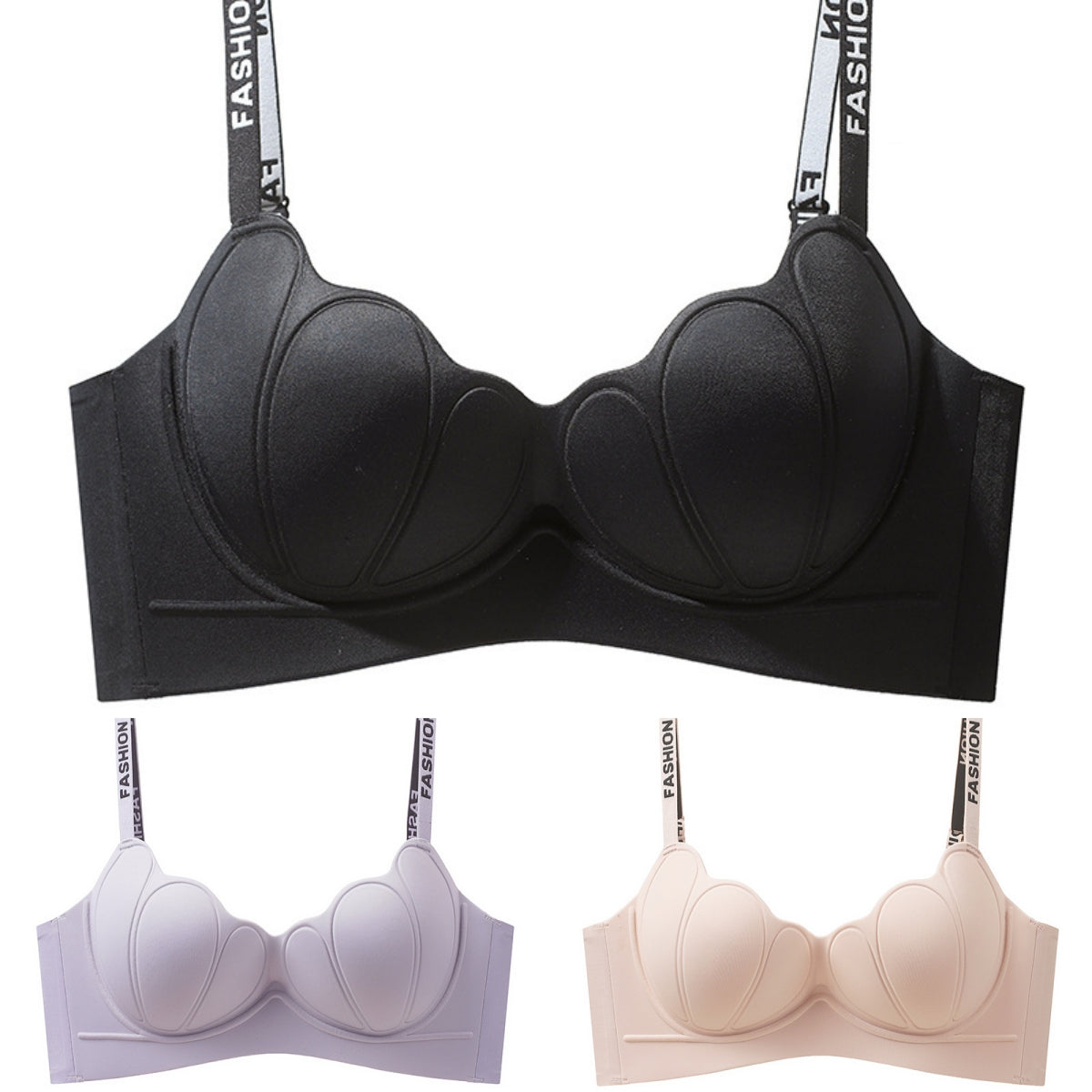 😍【3 sztuki】Biustonosz push-up dla kobiet bez fiszbin, miękka bawełna, wygodny i oddychający ❤️【40-85 kg】