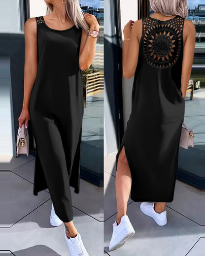 👗 50% popusta 🔥【40-100 kg】Haljina bez rukava za veće veličine s bočnim prorezom ✅️Plaćanje pouzećem