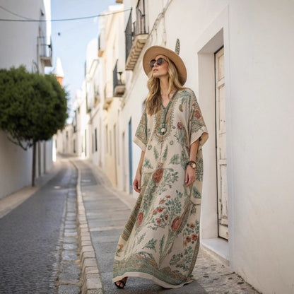 🥻【S-5XL】Αυτό το εκπληκτικό φόρεμα είναι η ιδανική επιλογή για διακοπές. Η μακριά, φαρδιά φούστα είναι κομψή και ιδανική για μια βόλτα στην παραλία ή μια βραδινή έξοδο.