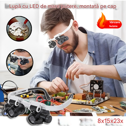 🔍🔍Lupă oculară de 8x, 15x și 23x cu lumină optică LED. Potrivită pentru scule mecanice, repararea ceasurilor, gravare și evaluarea bijuteriilor antice.