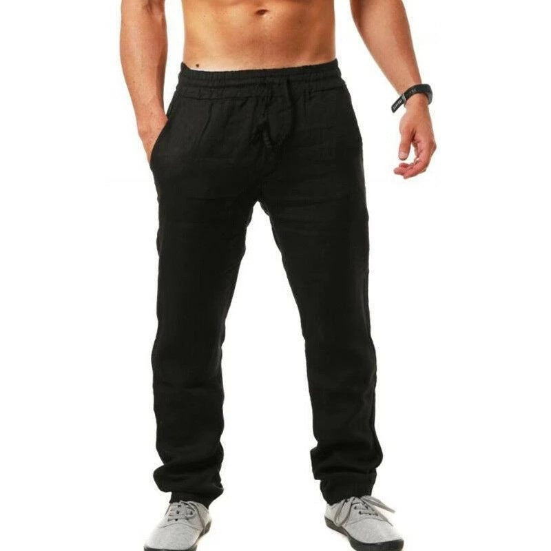 💥👖【S-4XL】 2025 nové letní pánské volné prodyšné neformální sportovní kalhoty z bavlny a lnu💨 --3919186