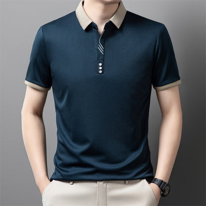 👔【M-4XL】Nova muška ležerna jednobojna poslovna majica kratkih rukava/polo majica s reverom, prozračna, iz 2026.