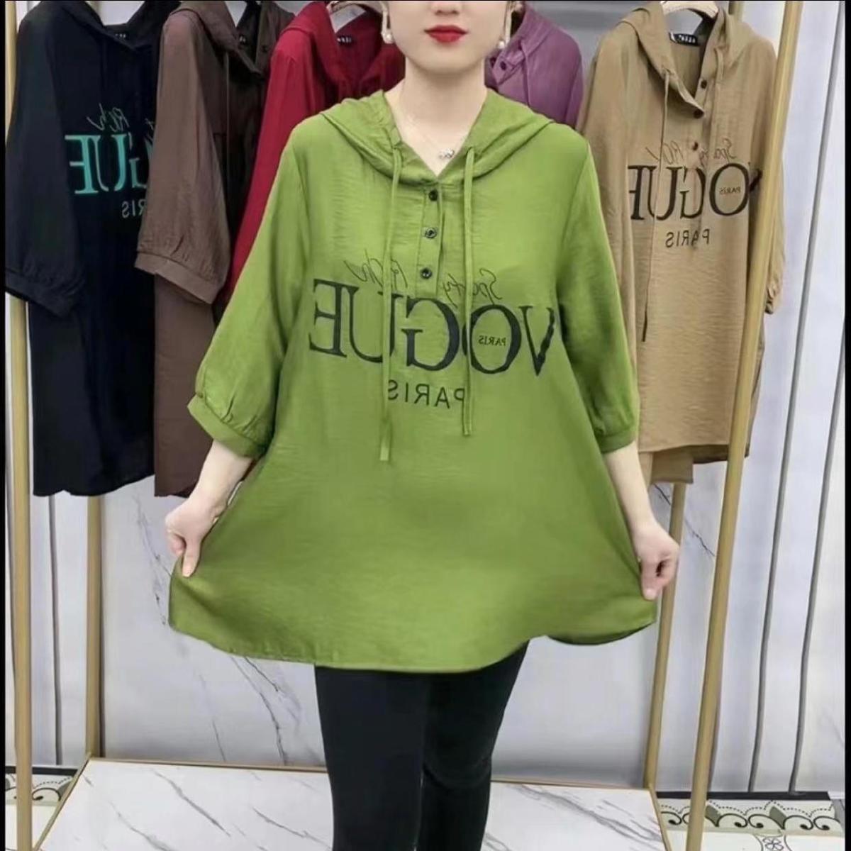 💞🔥【XL-6XL】🔥2025 lato nowy swobodny płaszcz, modny i uniwersalny luźny i zakrywający ciało T-shirt z nadrukiem liter