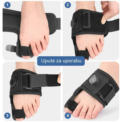 【2 kom】Profesionalni korektor za nožne prste s podesivim gumbom, fiksirajuća udlaga i separator nožnih prstiju, ublažavanje boli, univerzalna veličina
