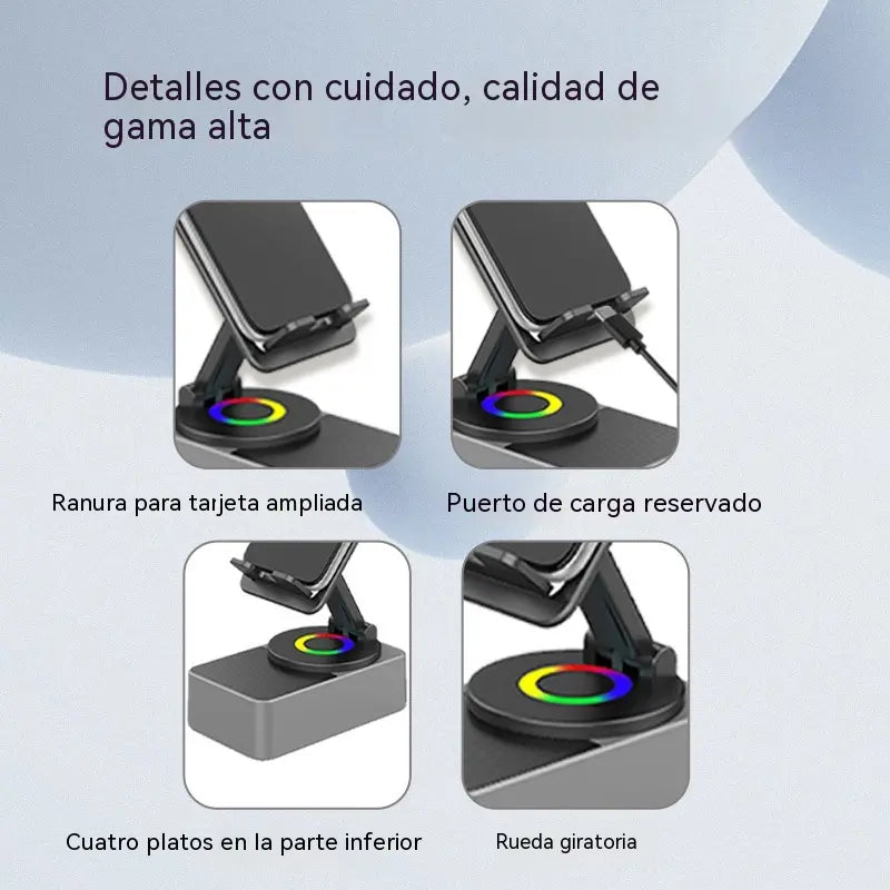 🔥 4 en 1: Altavoz Bluetooth + Cargador + Soporte 360° para Móvil 📱🔊⚡