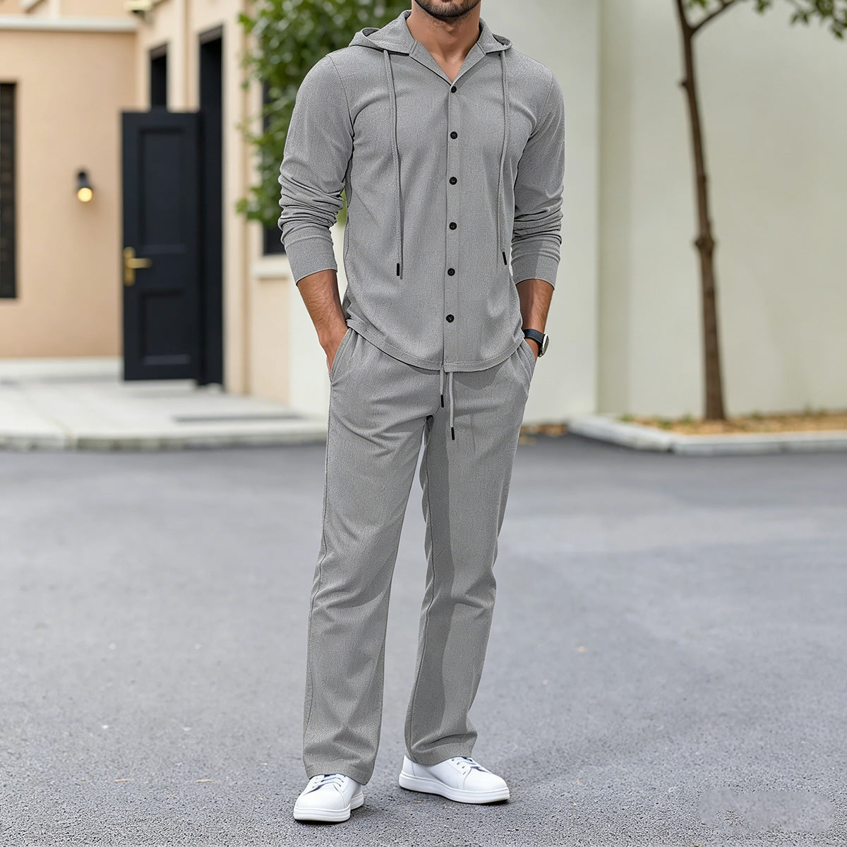 🔥【50% popusta】👕👕【Veličine - 3XL】Novo muško laneno odijelo dugih rukava s kapuljačom, širokog kroja iz 2026. (košulja + hlače)
