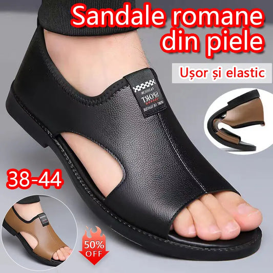 【38-44】Sandalias de verano para hombre 2026, de piel de vacuno transpirable, huecas y antideslizantes, estilo casual.