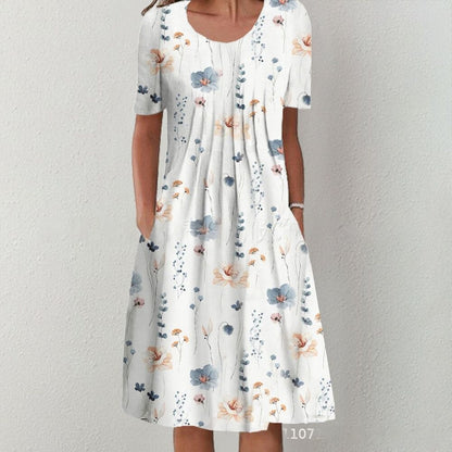 👗【45% OFF】【S-5XL】 2025 Módní potištěné šaty s kulatým výstřihem z roku