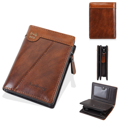 ✨Novi vrhunski muški novčanik s patentnim zatvaračem u retro stilu s RFID funkcijom protiv krađe.