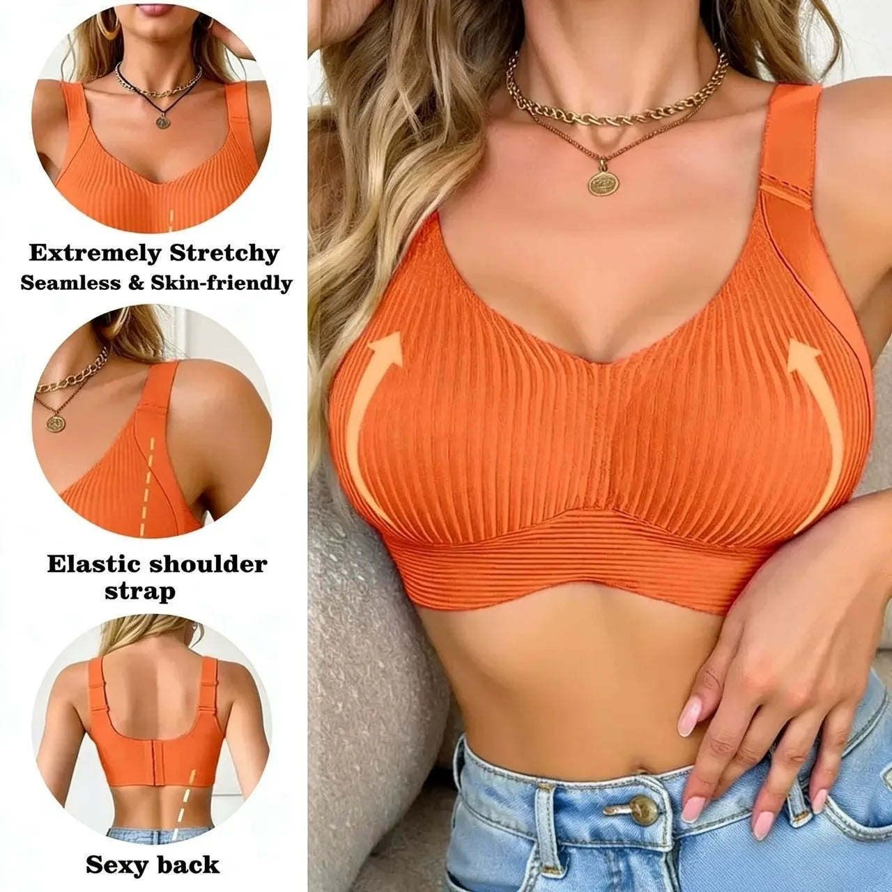 😍【Kupte jednu, druhou dostanete zdarma】Dámská jednodílná podprsenka bez kostic ❤️【40-95 kg】Pohodlná a prodyšná