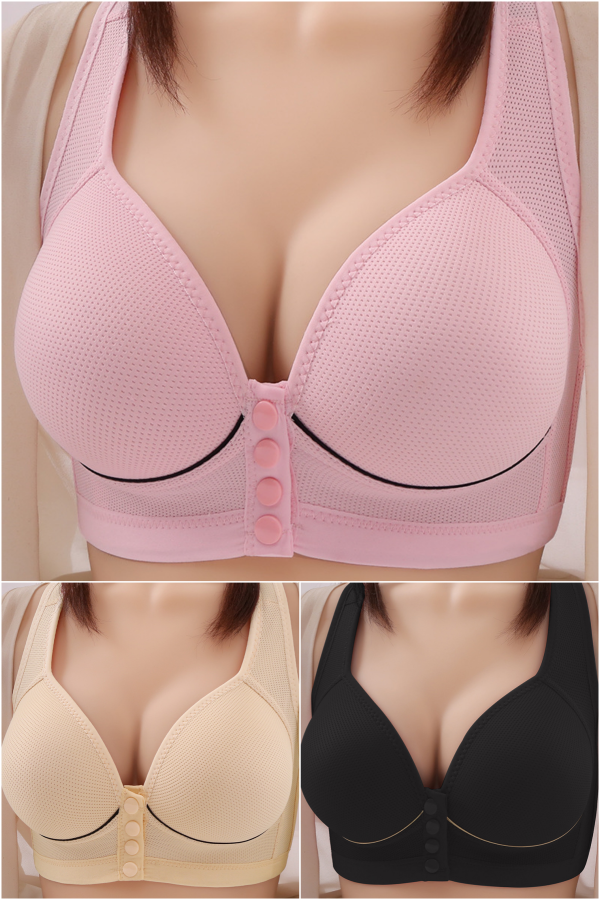 🔥👙【40-120 kg】【Conjunto de 3 piezas】✨ Sujetador sin aros con cierre frontal y alta sujeción para mujer, tallas grandes