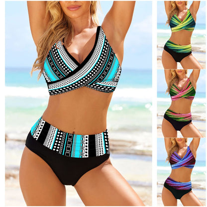 👙[S-5XL] 2025 nowy damski strój kąpielowy bikini z modnym nadrukiem i wakacjami na plaży