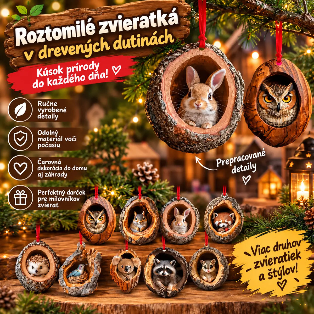 【10 kusov】🎄Dekorácia na vianočný stromček zvieratká. drobné zvieracie ozdoby