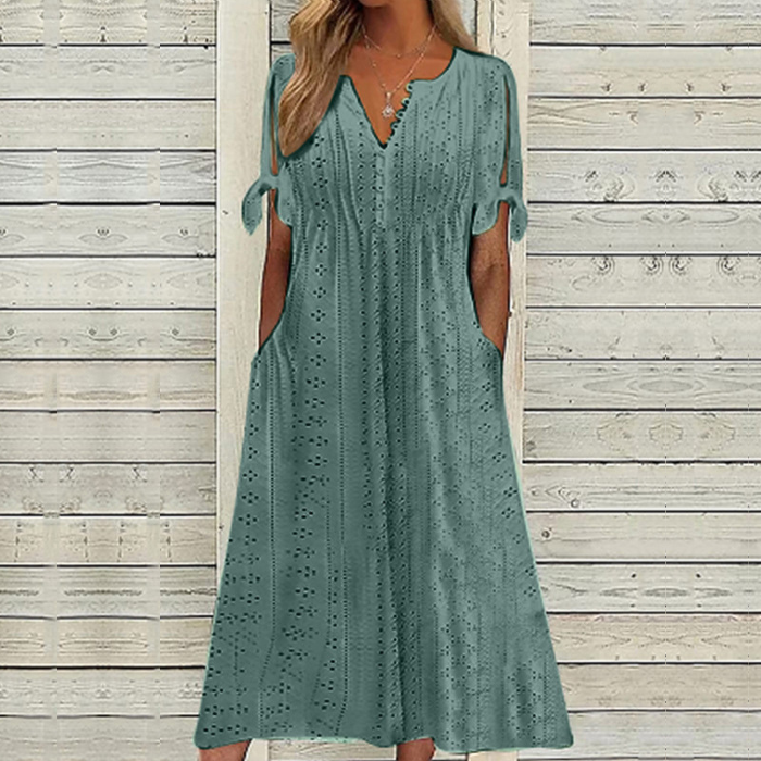 👗【S-5XL】Mäkké bavlnené jednofarebné šaty - pohodlné a všestranné, ideálne na každodenné nosenie