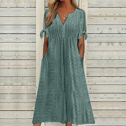 👗【S-5XL】Mäkké bavlnené jednofarebné šaty - pohodlné a všestranné, ideálne na každodenné nosenie