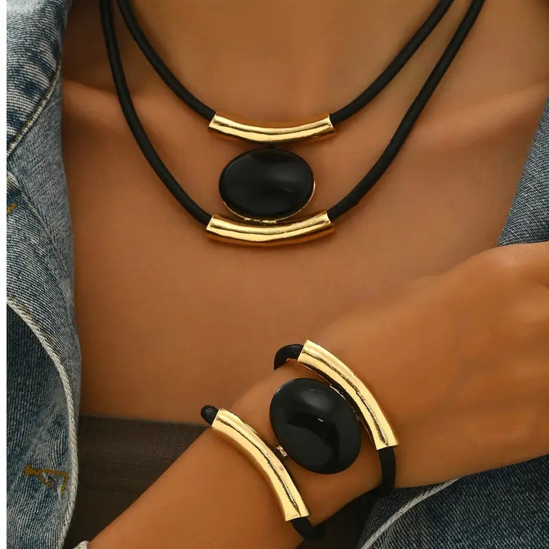 ✨🔥【Cumpără 1, primești 1 gratuit】Set colier și brățară cu pietre prețioase în stil boho