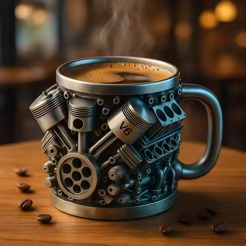 🎁☕【Kupte jeden, druhý dostanete zdarma】Kávový hrnek Creative Engine V6V8 z nerezové oceli --4062609