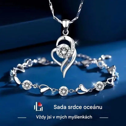 ✨✨【Kupte 1 a dostanete 1 zdarma】💎 Sada náramků ze stříbra Heart of the Ocean 925 + náhrdelník