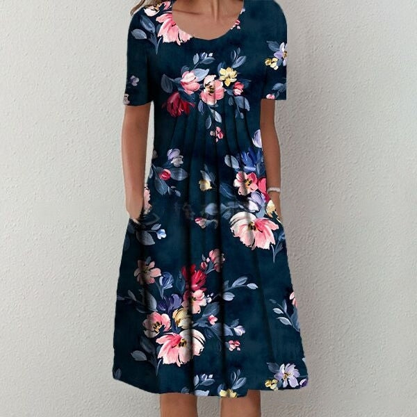💗【S-5XL】Modna midi haljina s cvjetnim printom, izuzetan cvjetni uzorak, ✅Bogat i elegantan temperament, ✅Pogodna za dnevnu i party odjeću