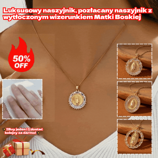 【Kup jeden, a drugi dostaniesz gratis】✨Luksusowy naszyjnik, pozłacany naszyjnik z wytłoczonym wizerunkiem Matki Boskiej