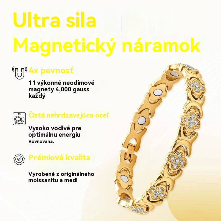 💥【Kúp 1, získaj 1 zadarmo】Magnetický náramok Clover Diamond - Objavte svoje tajomstvo úľavy od stresu, magnetické posilnenie wellness