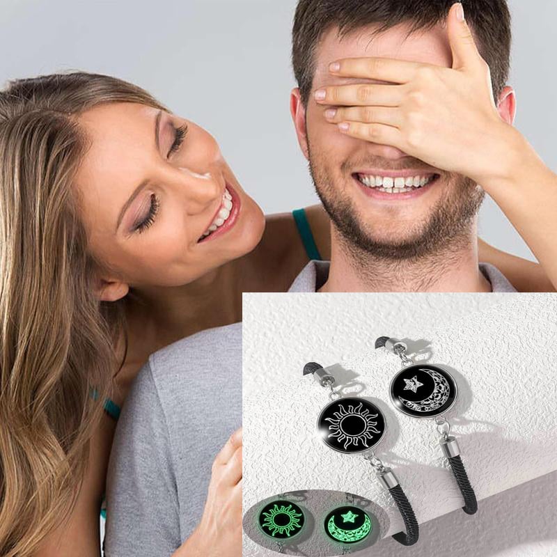 🎁💖Zestaw 2 bransoletek Słońce i Księżyc: błyszcząca biżuteria dla par w związku na odległość.