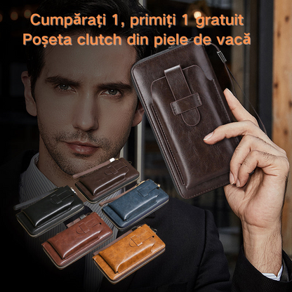 💼 Portofel multifuncțional pentru bărbați, realizat manual din piele naturală, în stil nou