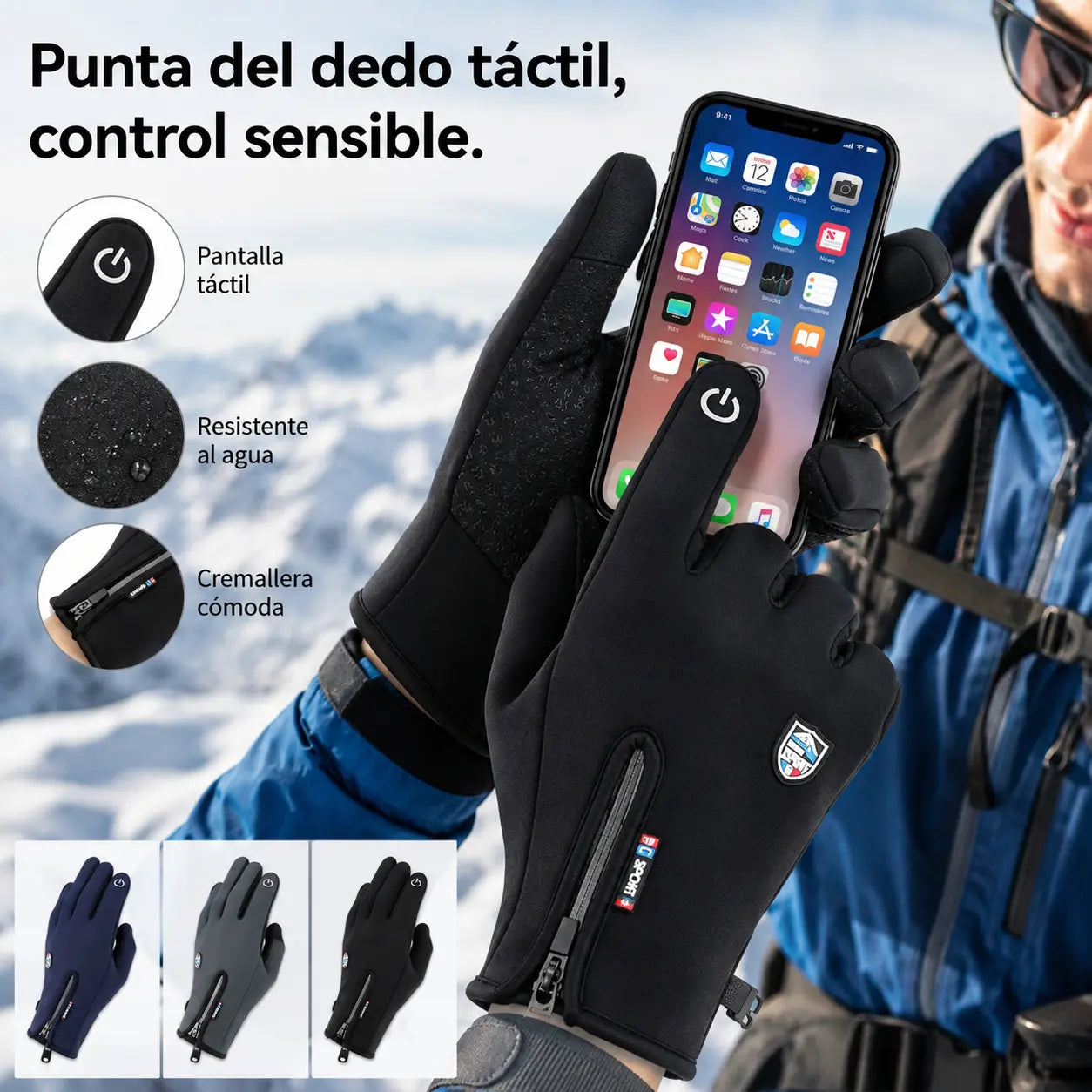 🔥🔥❄️⛷️Otoño e invierno al aire libre ciclismo escalada guantes de esquí cálidos guantes de lana impermeables a prueba de viento🧤