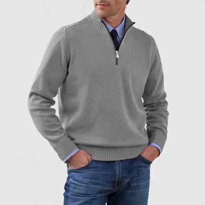 🔥👔【M-5XL】Sudadera de punto con cremallera y cuello alto para hombre, tallas grandes - Color liso, sencilla y versátil para el uso diario.