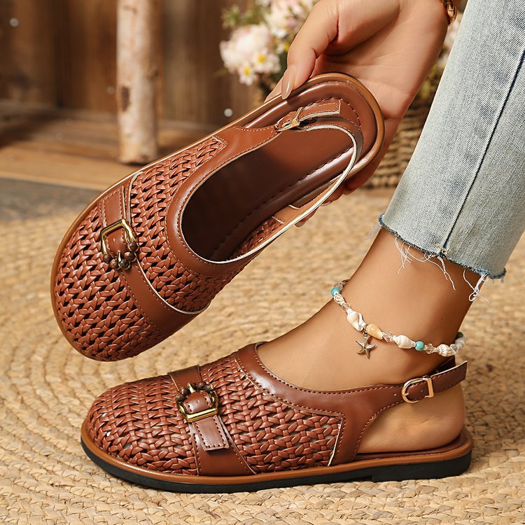 🛍️ ¡Comodidad y frescura! Sandalias bajas trenzadas con puntera cerrada y tira | 36-43