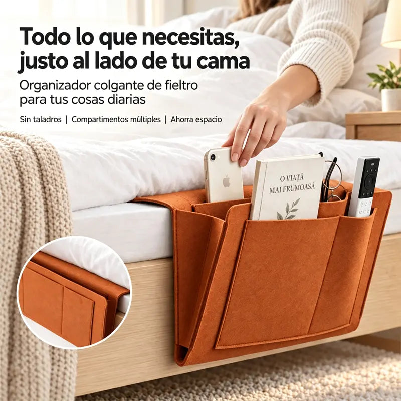 Compra 1 y llévate 1 gratis🛏️✨ Organizador Colgante para Cama de Fieltro | Bolsa de Almacenamiento Extra Resistente sin Taladro para Dormitorio