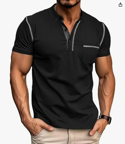 👕【S-XXXL】2026 Nova muška polo majica/majica kratkih rukava s gumbima, jednobojna, s V-izrezom, ležerni stil